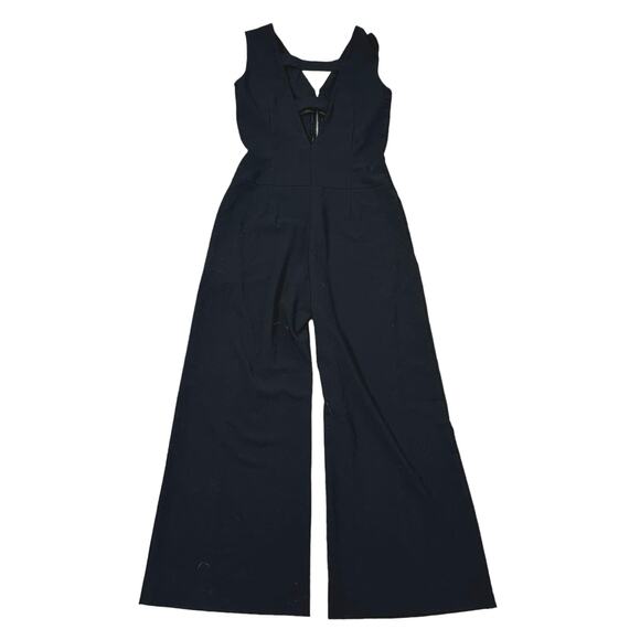 D. Exterior Pants - D. Exterior Black Jumpsuit Deep V-Neck Cut Out Sexy Wide Leg Small